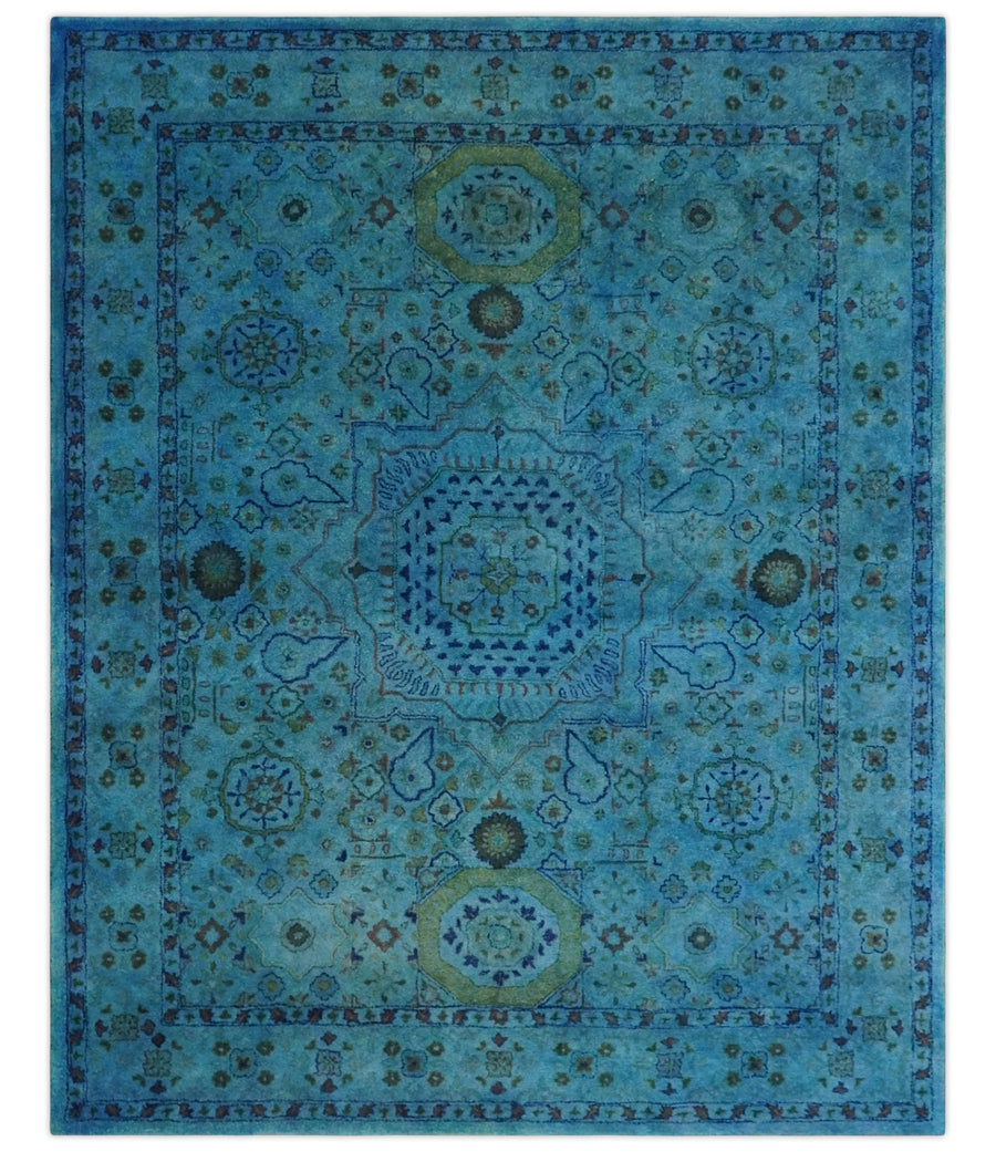 Antique Persian Mamluk Hand Tufted Blue Overdyed 5x8, 6x9 and 8x10 Wool Area Rug | TRD6484 - The Rug Decor