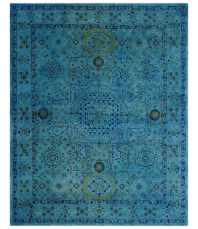 Antique Persian Mamluk Hand Tufted Blue Overdyed 5x8, 6x9 and 8x10 Wool Area Rug | TRD6484 - The Rug Decor