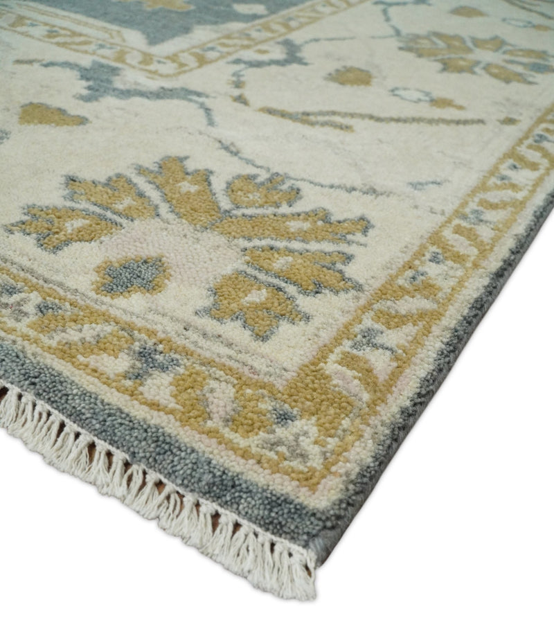 Antique Persian Oushak 9x12 Gray and Beige Hand Knotted Large Wool Area Rug | TRDCP261912 - The Rug Decor