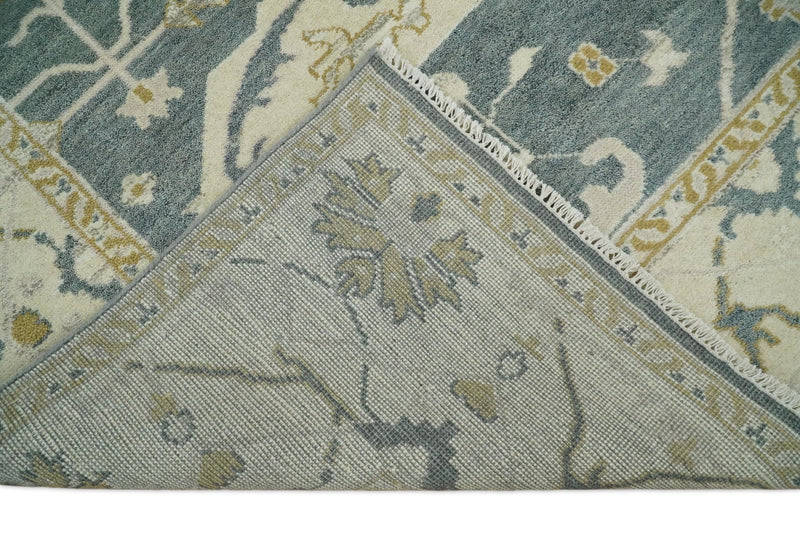 Antique Persian Oushak 9x12 Gray and Beige Hand Knotted Large Wool Area Rug | TRDCP261912 - The Rug Decor