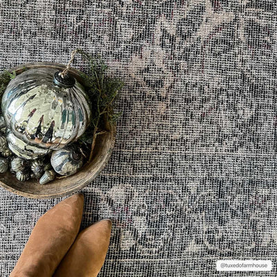 Antique Premium look Vintage Style Medallion design Beige, Brown and Charcoal Heriz Machine Washable Area Rug - The Rug Decor