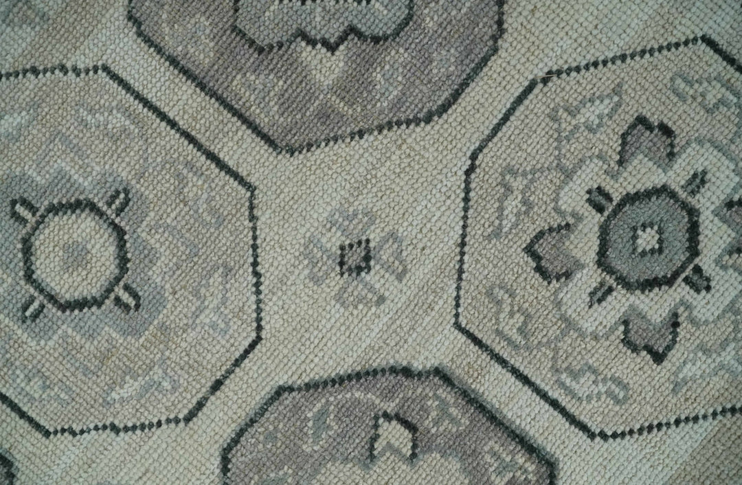 Antique Rug 8x10 Hand Knotted Turkish Silver, Beige and Gray Traditional Persian Low Pile Area Rug | TRD2758810S - The Rug Decor