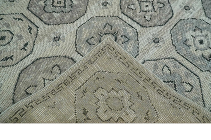 Antique Rug 8x10 Hand Knotted Turkish Silver, Beige and Gray Traditional Persian Low Pile Area Rug | TRD2758810S - The Rug Decor