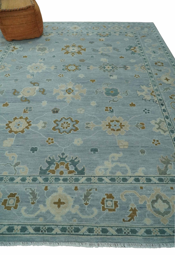 Antique Silver 8x10 Multi Size Hand Knotted Turkish Style Oushak Traditional Area Rug, Living Room Rug | NT26 - The Rug Decor