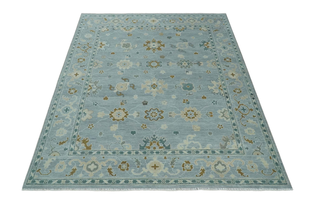 Antique Silver 8x10 Multi Size Hand Knotted Turkish Style Oushak Traditional Area Rug, Living Room Rug | NT26 - The Rug Decor