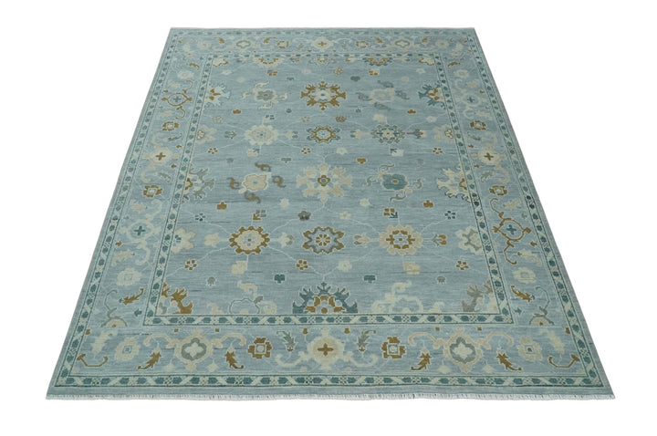 Antique Silver 8x10 Multi Size Hand Knotted Turkish Style Oushak Traditional Area Rug, Living Room Rug | NT26 - The Rug Decor