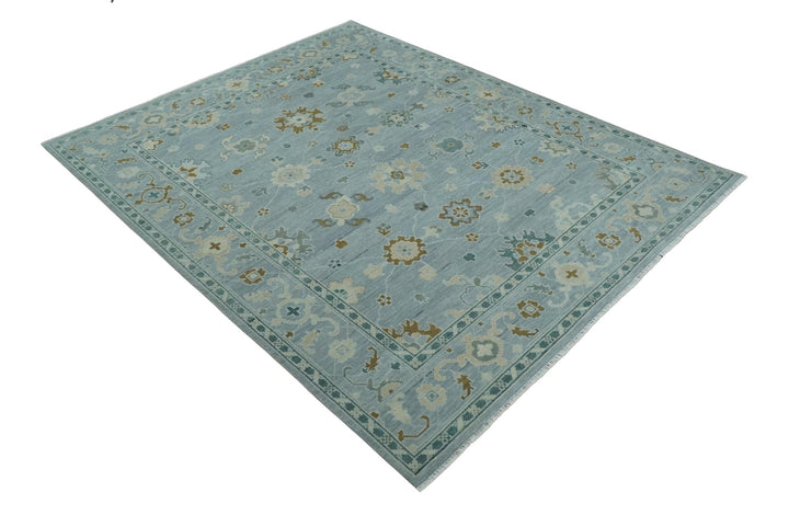 Antique Silver 8x10 Multi Size Hand Knotted Turkish Style Oushak Traditional Area Rug, Living Room Rug | NT26 - The Rug Decor