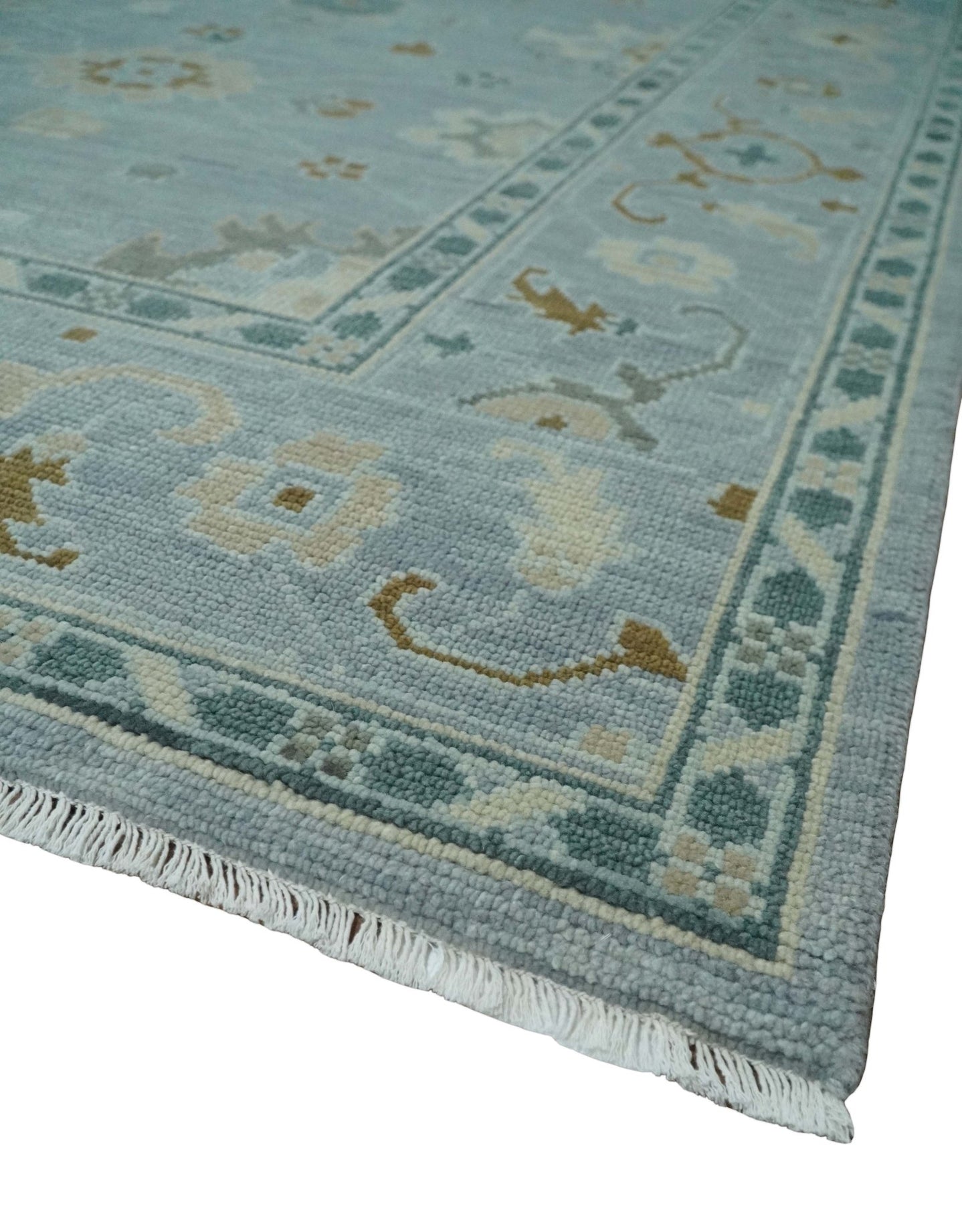 Antique Silver 8x10 Multi Size Hand Knotted Turkish Style Oushak Traditional Area Rug, Living Room Rug | NT26 - The Rug Decor