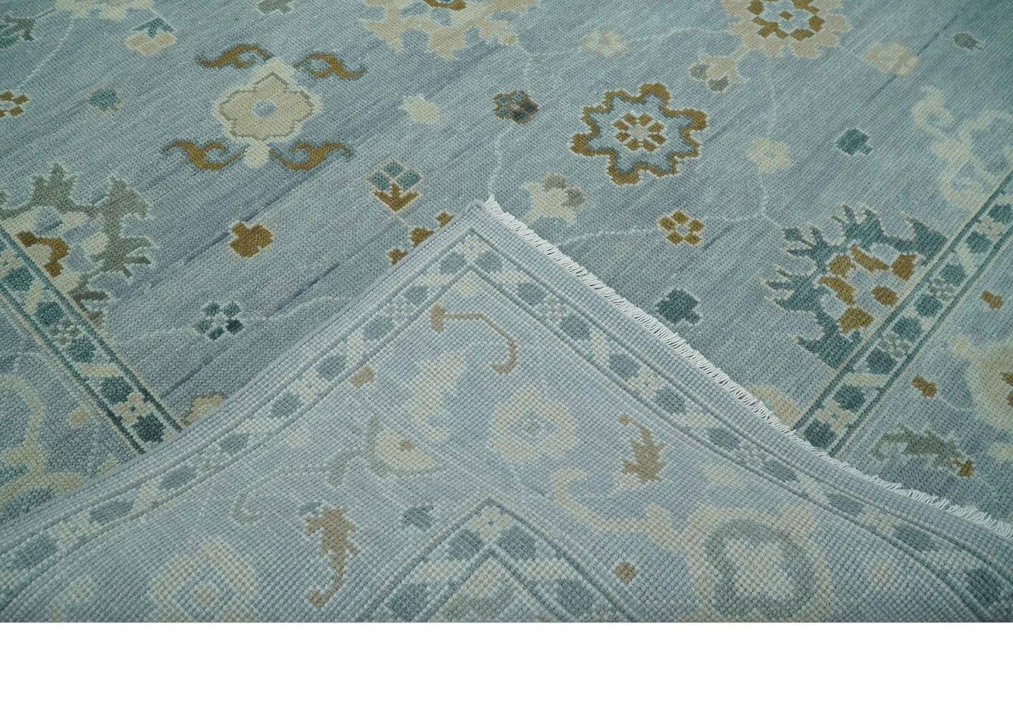 Antique Silver 8x10 Multi Size Hand Knotted Turkish Style Oushak Traditional Area Rug, Living Room Rug | NT26 - The Rug Decor