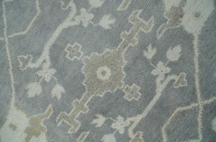 Antique Silver, Ivory and Beige Hand Knotted 8x10 Oriental Oushak Wool Area Rug, Living Room Rug | TRDCP1159810 - The Rug Decor