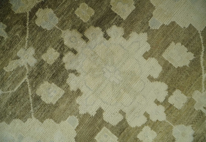 Antique Style 10x14 Hand Knotted Brown and Beige Traditional Oushak Wool Rug, Large Rug | N3751014 - The Rug Decor