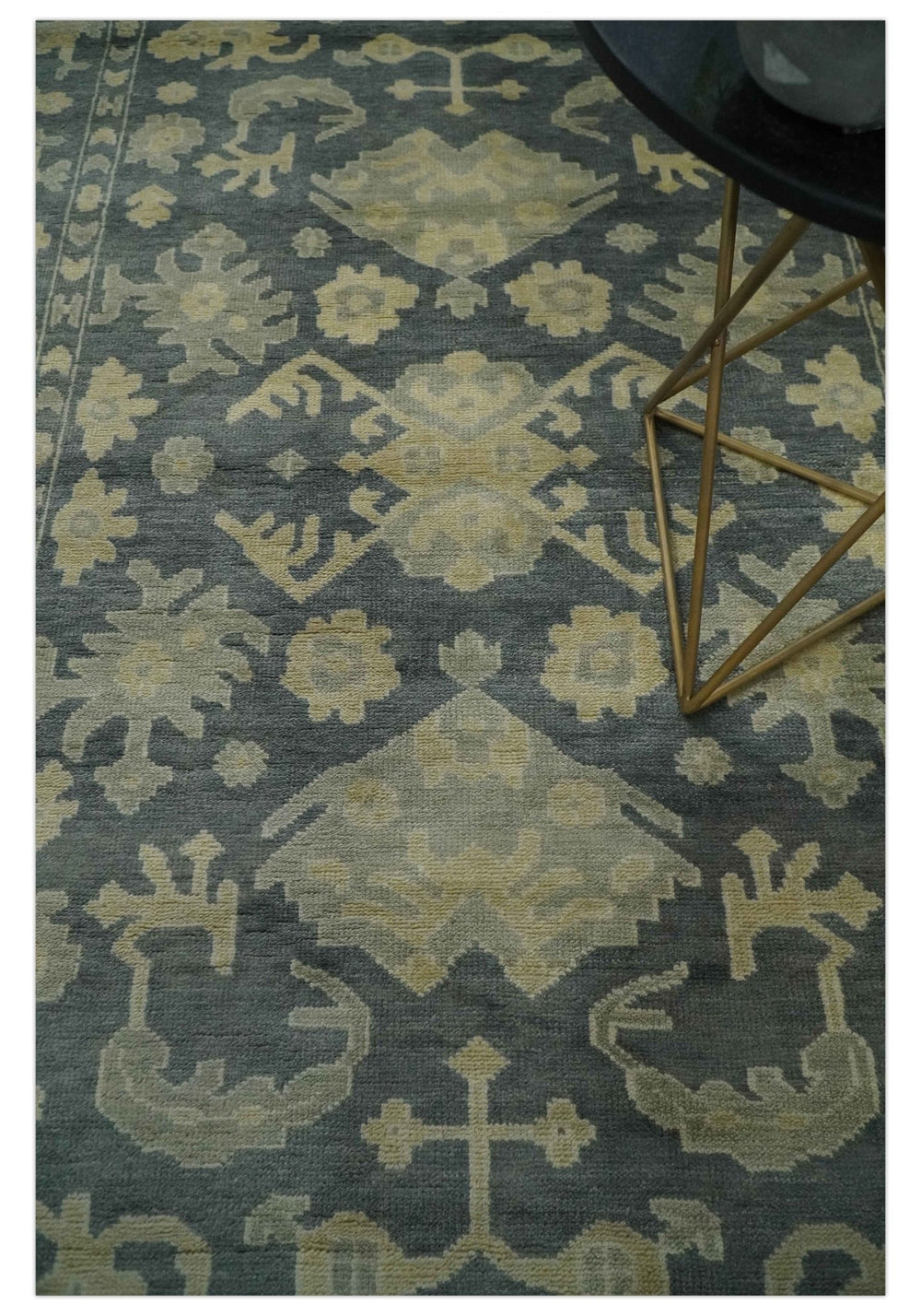 Antique Style 6x9 Hand Knotted Beige and Charcoal Traditional Wool Rug | N35669 - The Rug Decor