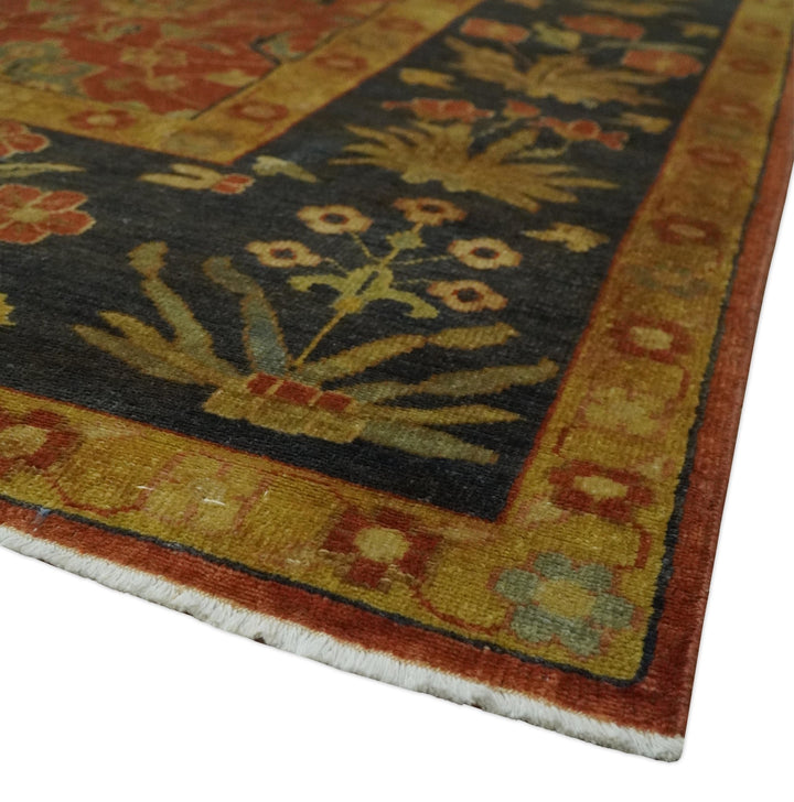 Antique Style 8x10 Rust, Black and Gold Hand Knotted Traditional Turkish Serapi Wool Area Rug - The Rug Decor