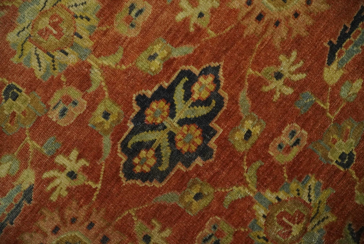 Antique Style 8x10 Rust, Black and Gold Hand Knotted Traditional Turkish Serapi Wool Area Rug - The Rug Decor