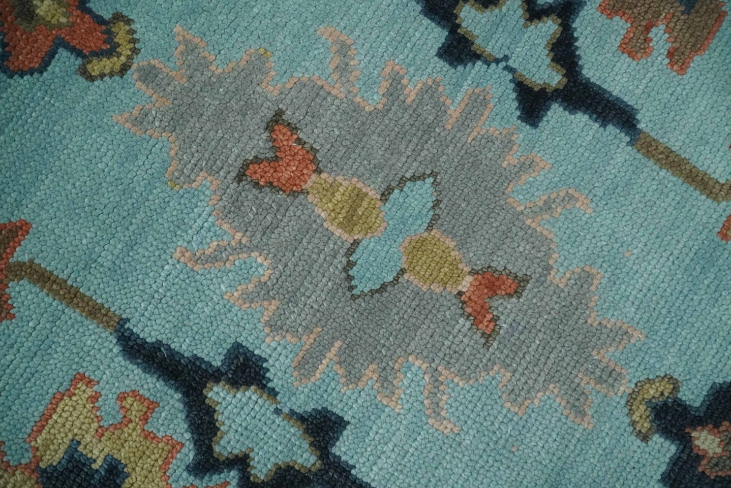 Antique Style Aqua Multi Size Hand Knotted Colorful Traditional Oushak Wool Area Rug - The Rug Decor