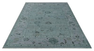 Antique style Blue and Silver Hand Knotted Multi Size Oushak Wool Area Rug - The Rug Decor