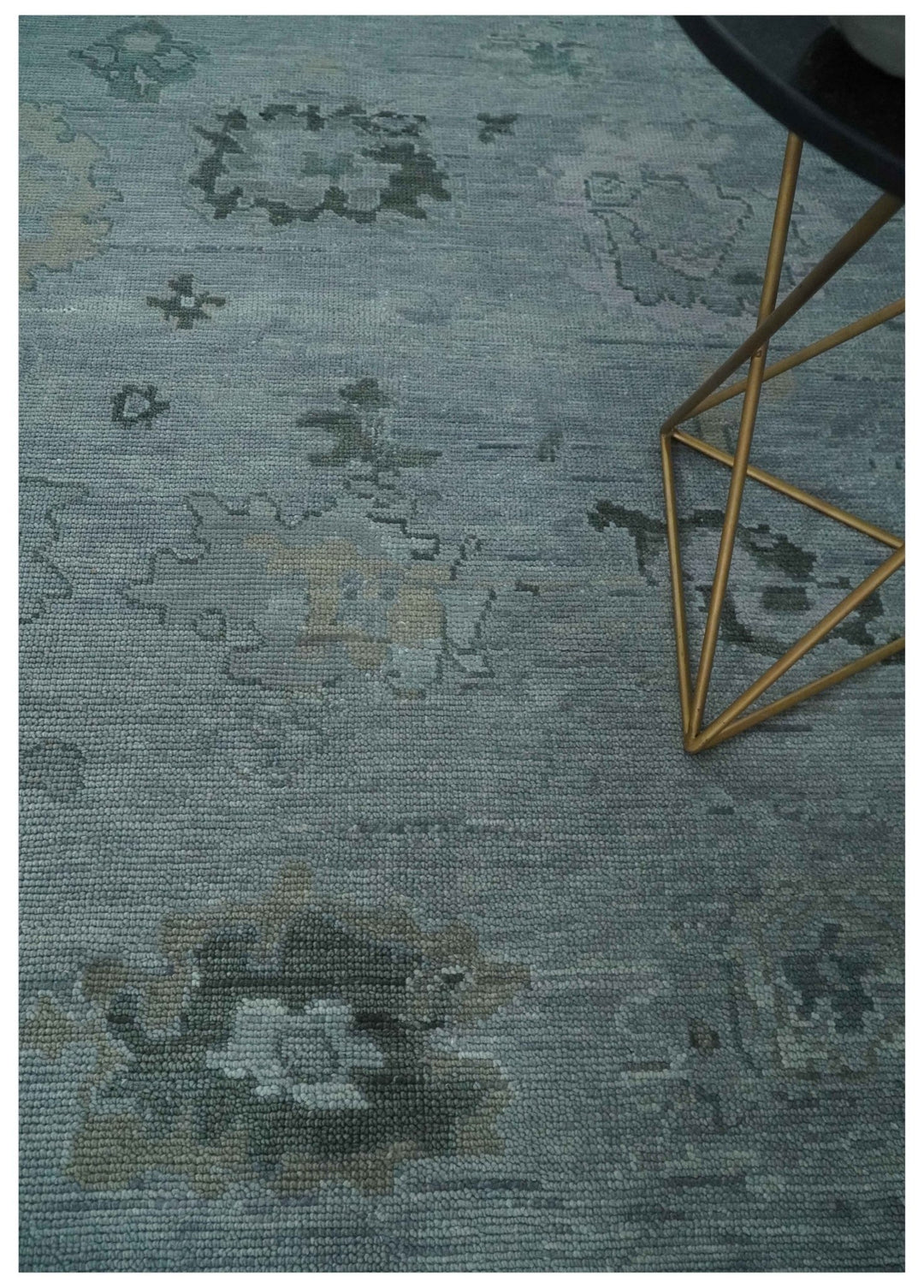 Antique style Blue and Silver Hand Knotted Multi Size Oushak Wool Area Rug - The Rug Decor