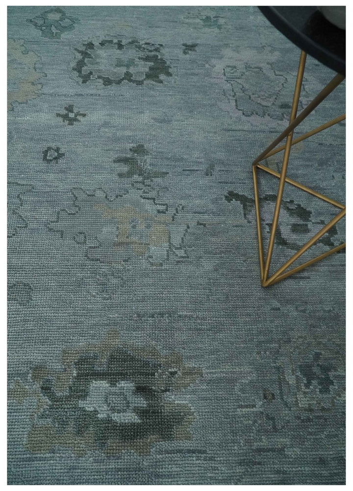 Antique style Blue and Silver Hand Knotted Multi Size Oushak Wool Area Rug - The Rug Decor