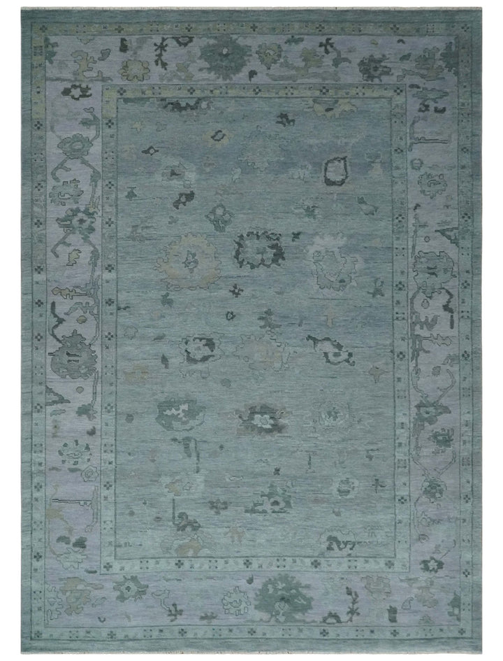 Antique style Blue and Silver Hand Knotted Multi Size Oushak Wool Area Rug - The Rug Decor