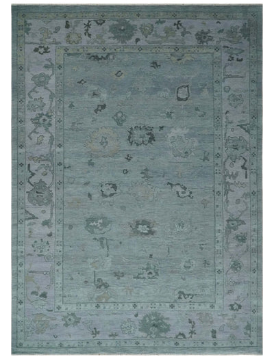 Antique style Blue and Silver Hand Knotted Multi Size Oushak Wool Area Rug - The Rug Decor