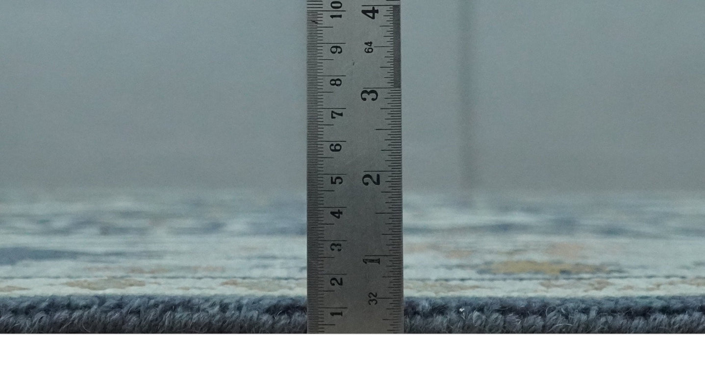 Antique style Blue and Silver Traditional Multi Size Hand Knotted Oushak Wool Rug - The Rug Decor