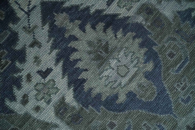 Antique style Blue, Charcoal and Silver Hand Knotted dragon Oushak Wool Area Rug - The Rug Decor