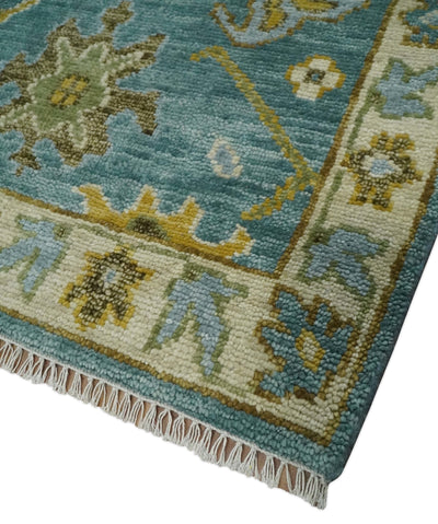 Antique Style Blue, Moss Green and Gold 8x10, 9x12 and 10x14 Wool Hand Knotted Traditional Vintage Wool Area Rug - The Rug Decor