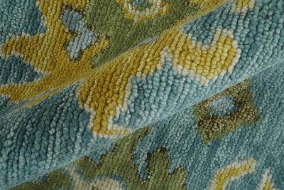 Antique Style Blue, Moss Green and Gold 8x10, 9x12 and 10x14 Wool Hand Knotted Traditional Vintage Wool Area Rug - The Rug Decor