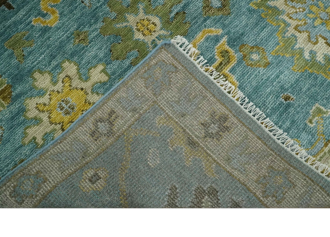 Antique Style Blue, Moss Green and Gold 8x10, 9x12 and 10x14 Wool Hand Knotted Traditional Vintage Wool Area Rug - The Rug Decor