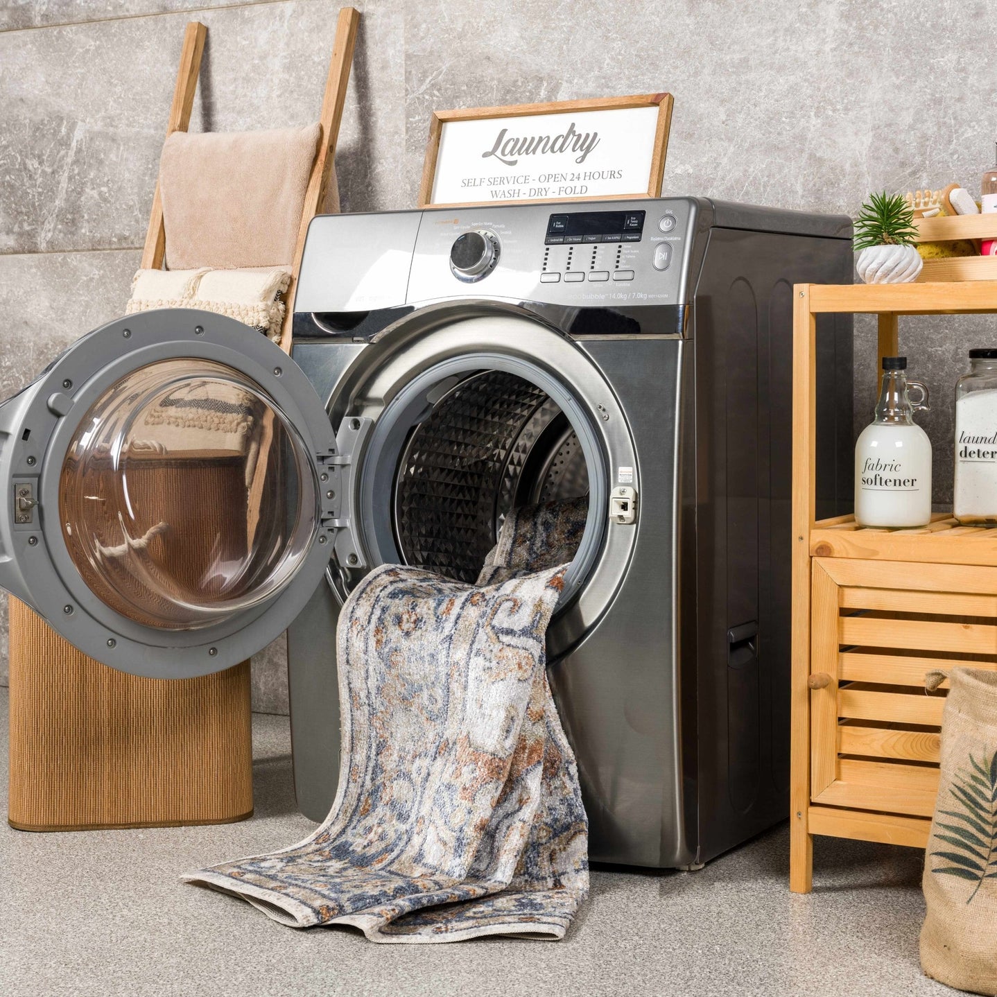 Antique Style Charcoal, Brown and Silver Traditional Heriz Design Washable Rug - The Rug Decor