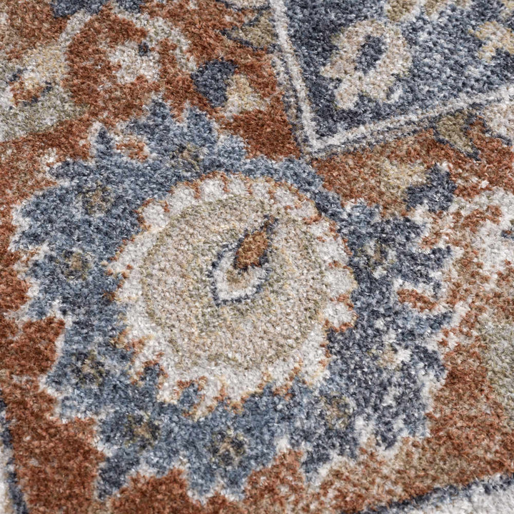 Antique Style Charcoal, Brown and Silver Traditional Heriz Design Washable Rug - The Rug Decor