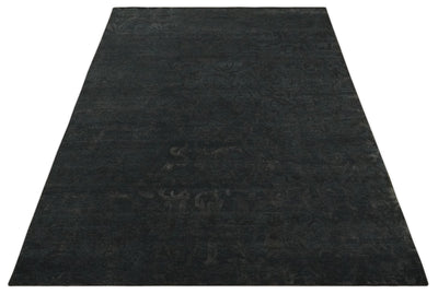 Antique Style Charcoal, Gray and Silver 8x10 Hand knotted wool Area Rug - The Rug Decor