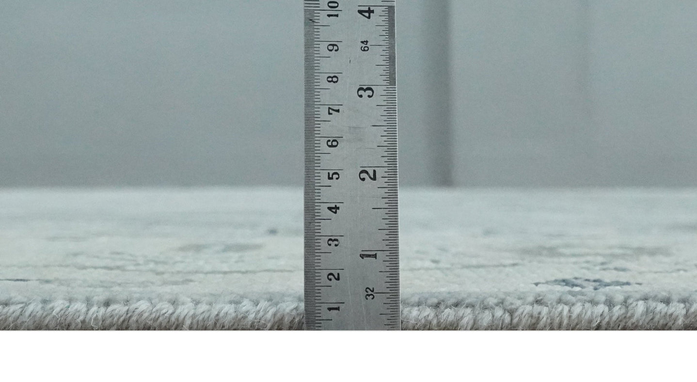 Antique Style Custom Made Charcoal, Silver and Green Hand Knotted Oriental Oushak Wool Area Rug - The Rug Decor