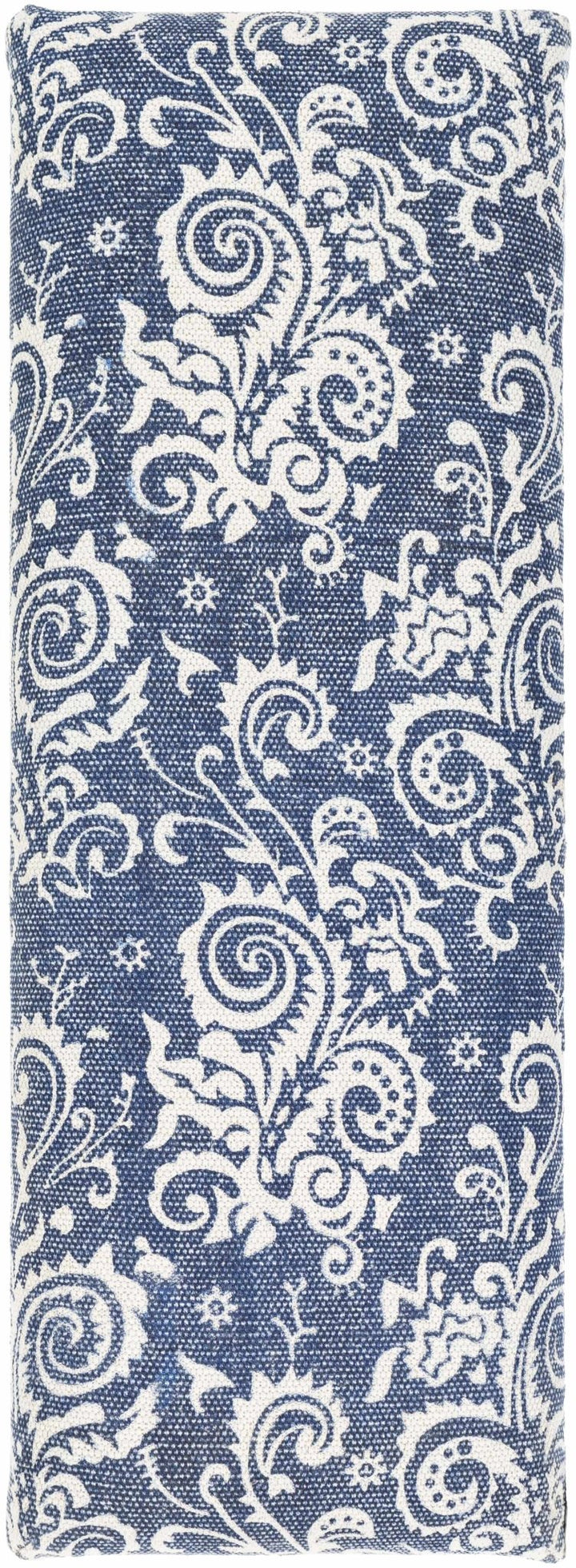 Antique style Floral Blue and Ivory Hand Made Wooden Bench - The Rug Decor