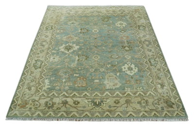 Antique style Floral Gray, Beige and Green Hand knotted Oriental Oushak Multi Size Wool Area Rug - The Rug Decor
