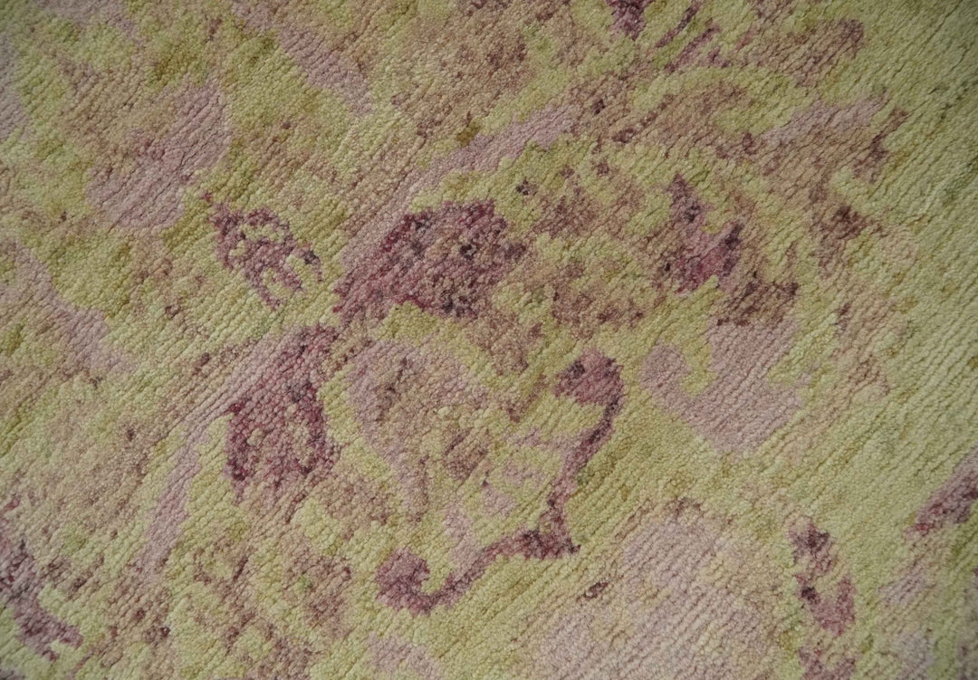 Antique Style Floral Mustard and Purple 3x5 Hand knotted wool Area Rug - The Rug Decor