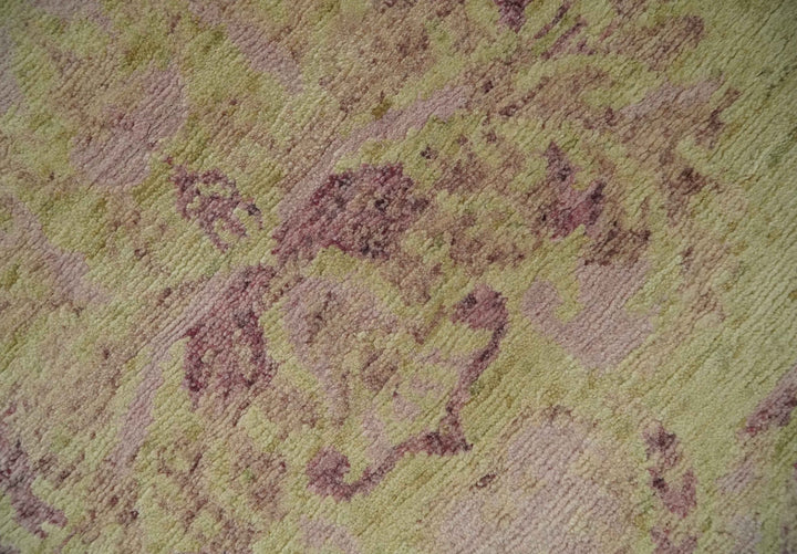 Antique Style Floral Mustard and Purple 3x5 Hand knotted wool Area Rug - The Rug Decor