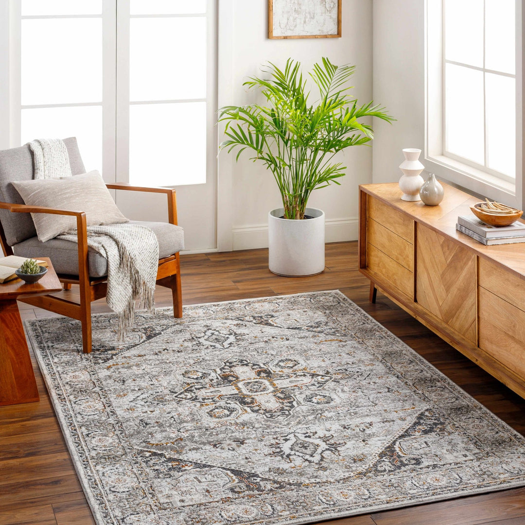 Antique Style Gray, Charcoal, Gold and Brown Traditional Heriz Design Area Rug - The Rug Decor
