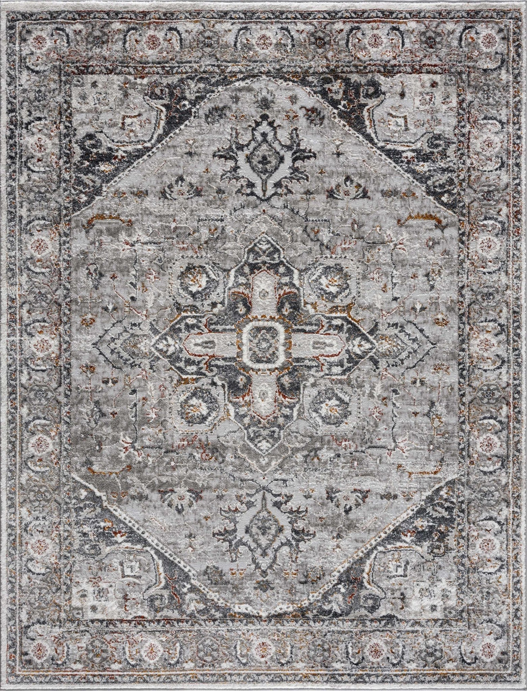 Antique Style Gray, Charcoal, Gold and Brown Traditional Heriz Design Area Rug - The Rug Decor