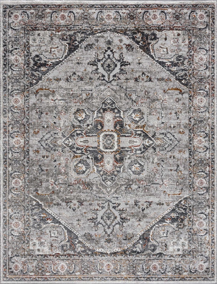 Antique Style Gray, Charcoal, Gold and Brown Traditional Heriz Design Area Rug - The Rug Decor