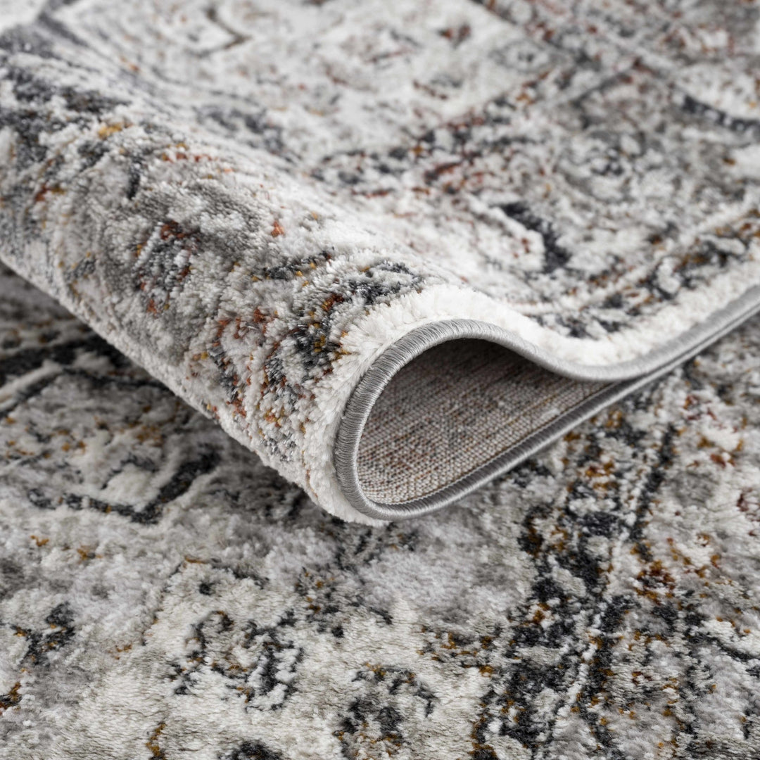Antique Style Gray, Charcoal, Gold and Brown Traditional Heriz Design Area Rug - The Rug Decor