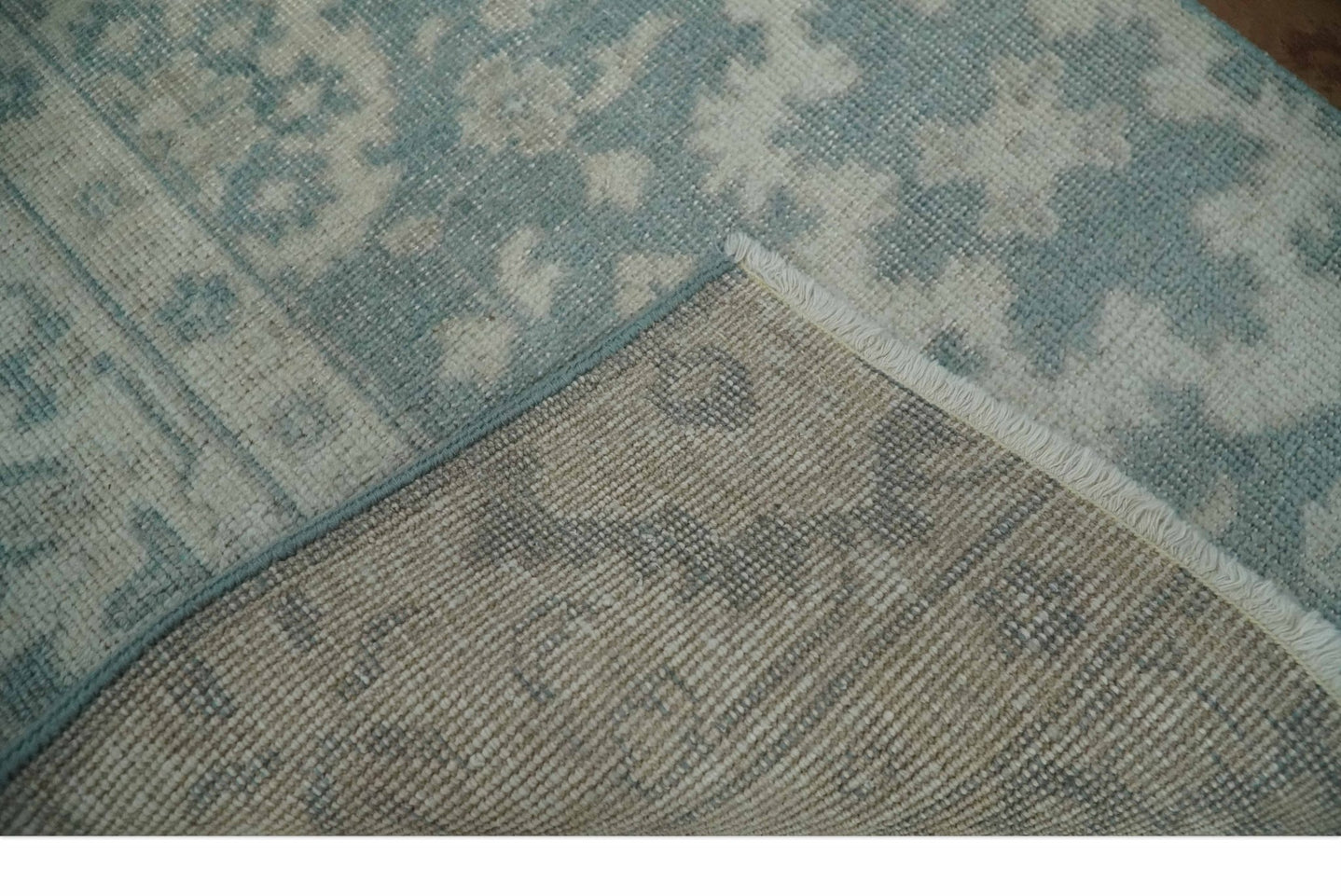 Antique Style Ivory and Gray Hand Knotted Traditional Oushak 2x4 wool Bedside Rug - The Rug Decor