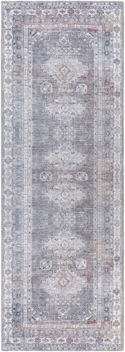 Antique Style Light Purple, Teal, Rust and Ivory Traditional Heriz Washable Area Rug - The Rug Decor