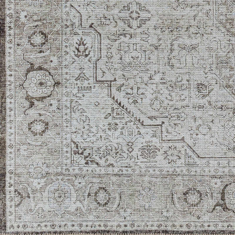 Antique Style Machine Woven Traditional Silver and Charcoal Machine Washable Rug - The Rug Decor