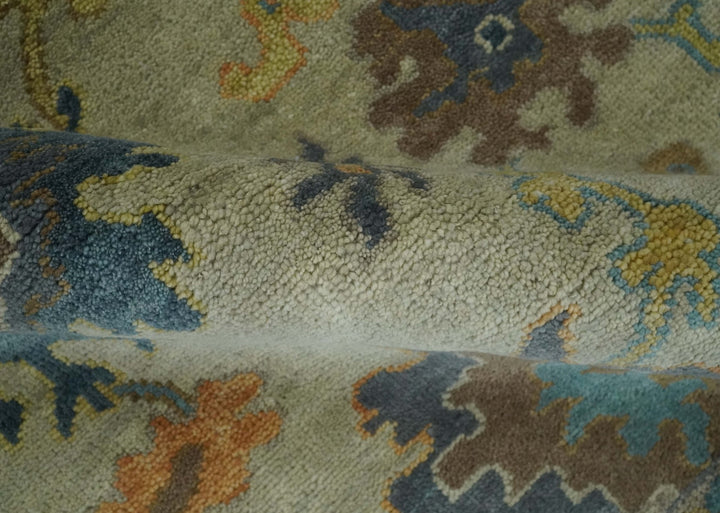 Antique Style Olive and Blue Hand knotted Traditional Oushak 8x10 wool Area Rug - The Rug Decor