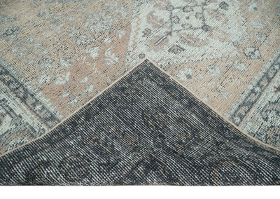 Antique Style Peach, Ivory and Charcoal 8x10 Hand knotted Traditional wool Area Rug - The Rug Decor