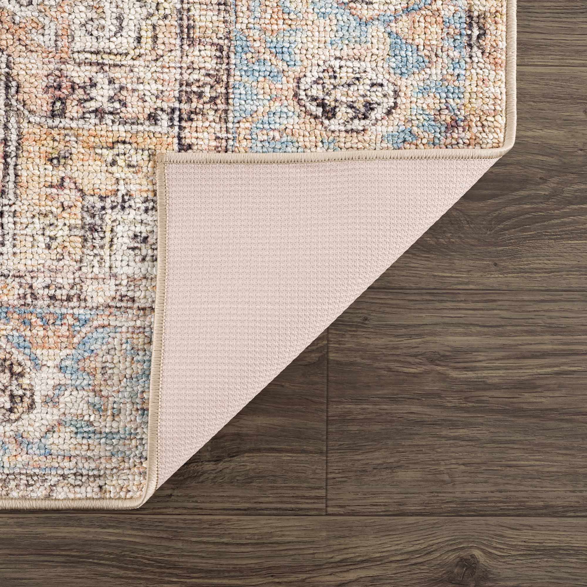 Rust, Blue, Beige and Charcoal Traditional Heriz Washable Turkish