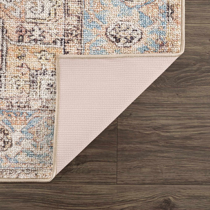 Antique style Rust, Blue, Beige and Charcoal Traditional Heriz Washable Area Rug - The Rug Decor