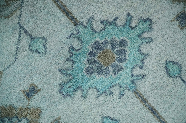 Antique Style Teal and Brown Hand Knotted Oriental Oushak 8x10 wool Area Rug - The Rug Decor