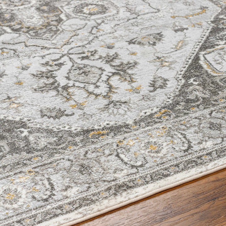 Antique Style Traditional Design Heriz Gray, Charcoal And Gold Area Rug - The Rug Decor